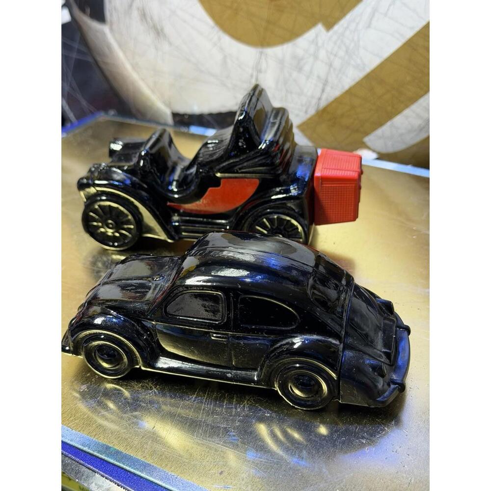 Vintage Black Ceramic‎ Car Figurines Lot of 2 | Retro Classic Auto Decor